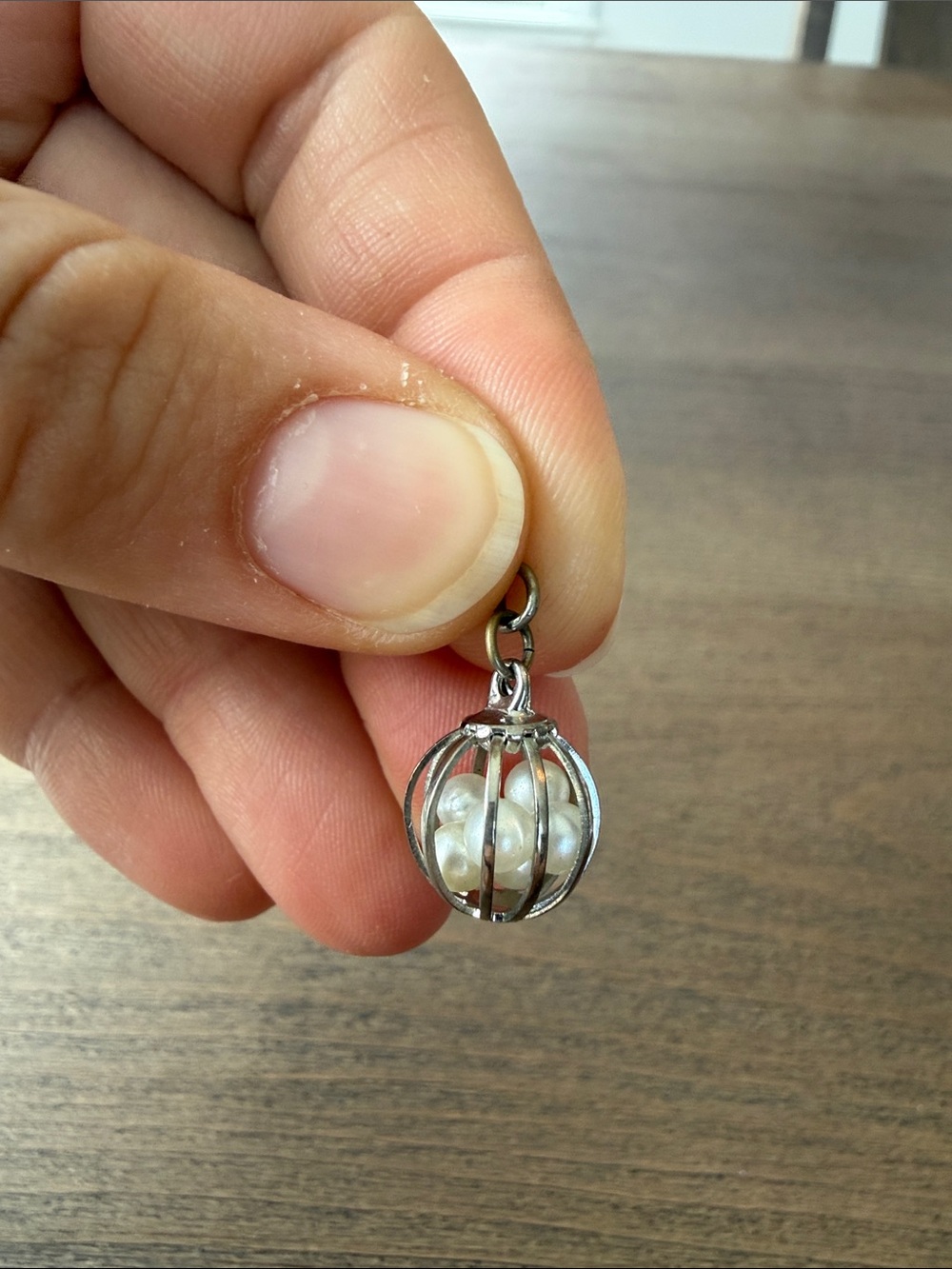 Sterling Silver Pearl Cage Pendant - White Pearls